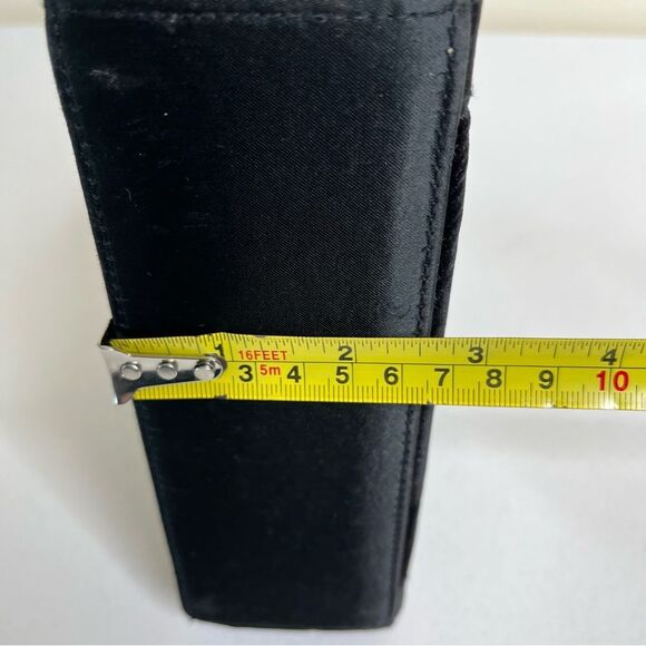 K F Ltd Black Velvet Satchel Handle Shoulder Strap Handbag Dressy Cocktail - Picture 10 of 12